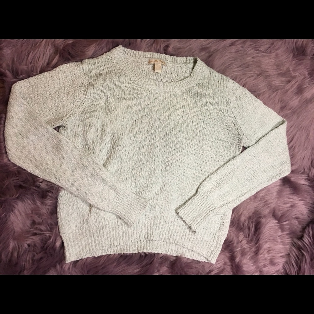 White and Mint green long sleeve crop top sweater